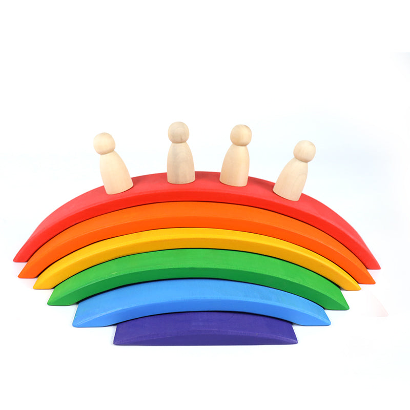 6 Pcs Wooden Rainbow Bridge Stacking Building Blocks