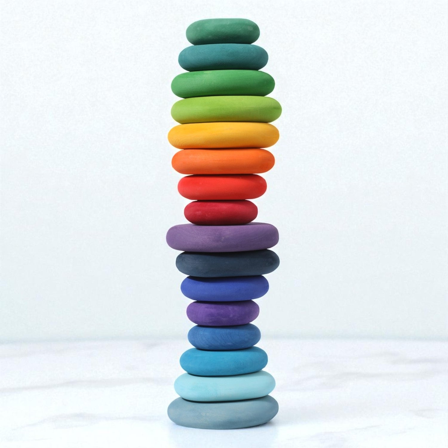 20-Piece Stained Wooden Stacking Pebbles Set