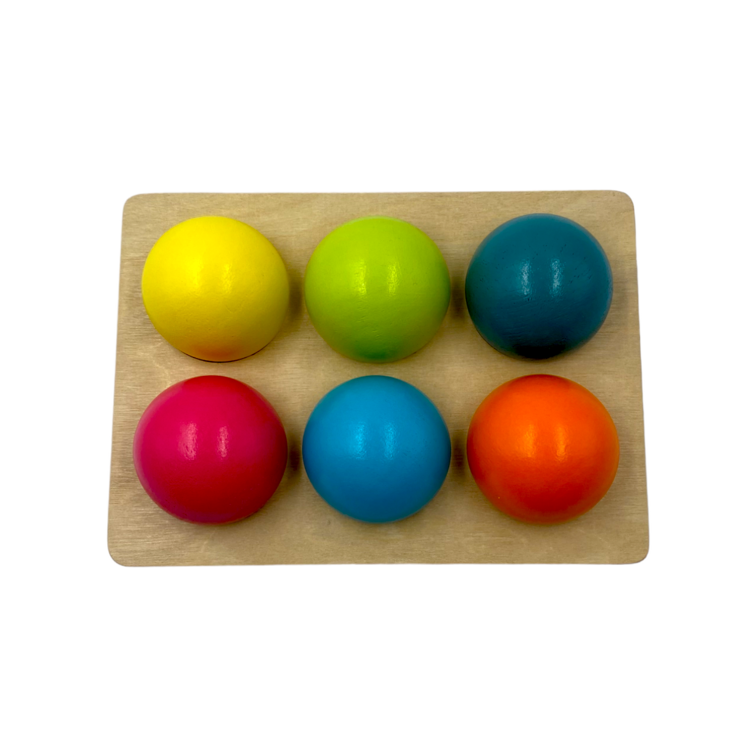 6-Piece Pastel Wooden Balls with Sorting Tray – 1.8