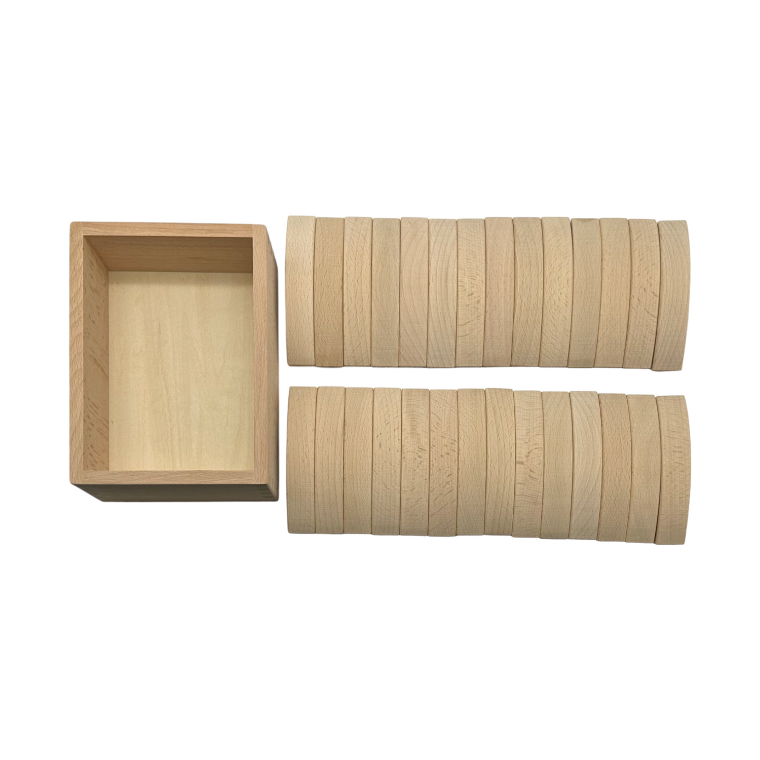 28-Piece Mini Curved Natural Wooden Building Block Set with Storage Tray