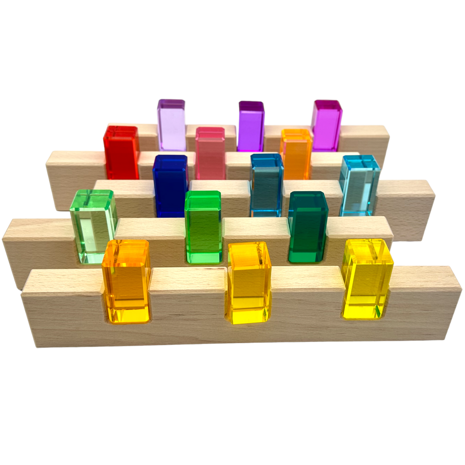 64-Piece Rainbow Crystal Stones & Interlocking Slats Building Set with Storage Tray