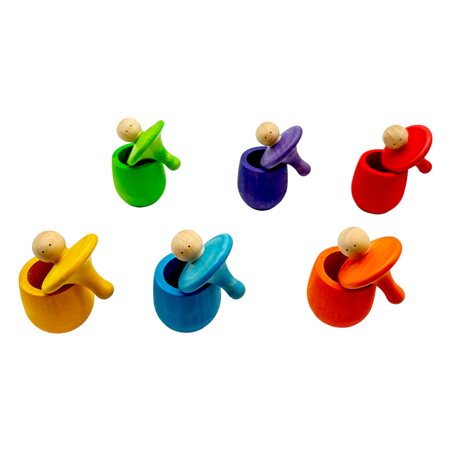 Set of 6 Stained Little Things Wooden Treasure Boxes – Primary Rainbow Colors