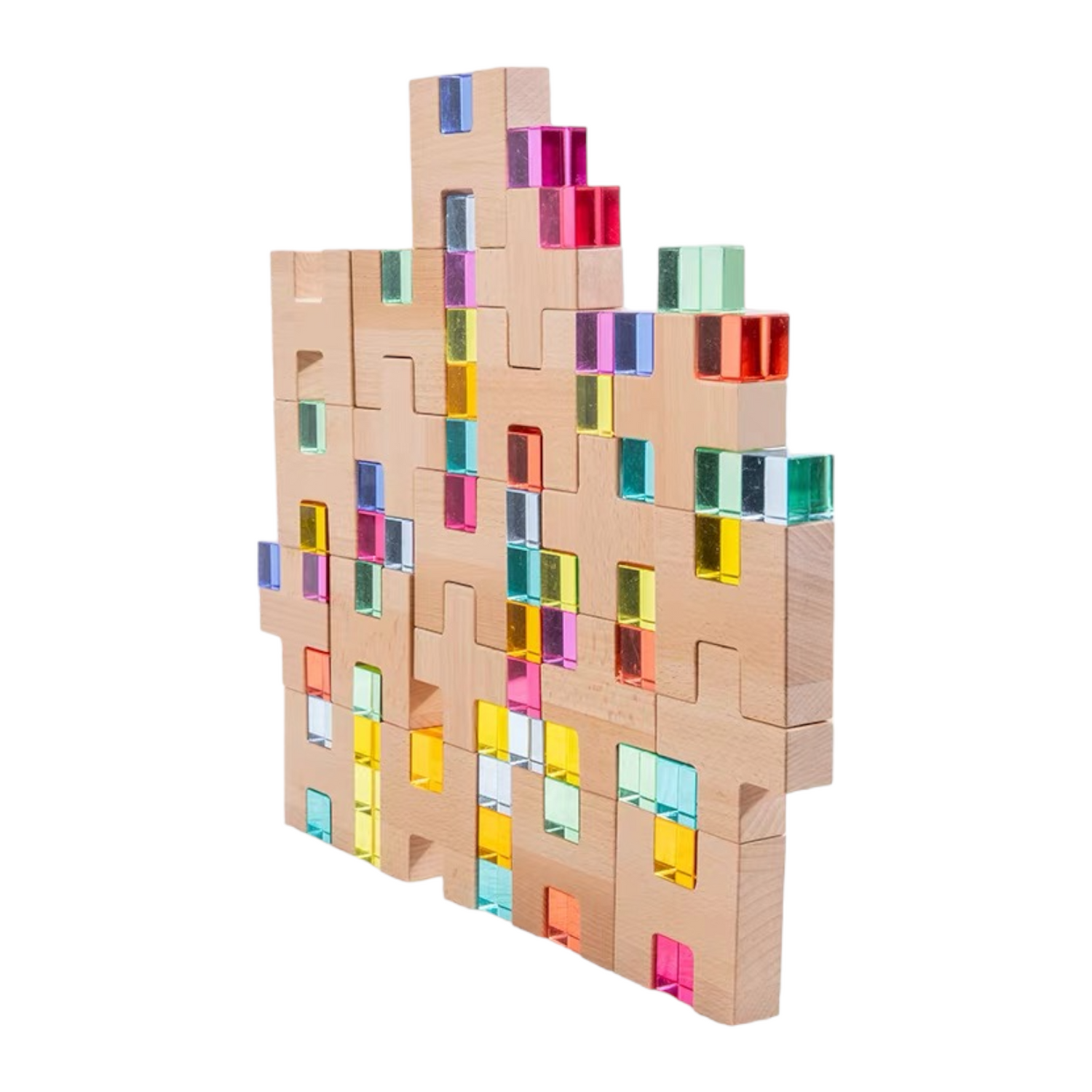 20-Piece Wooden “H” and “+” Shape Block Set with Storage Tray
