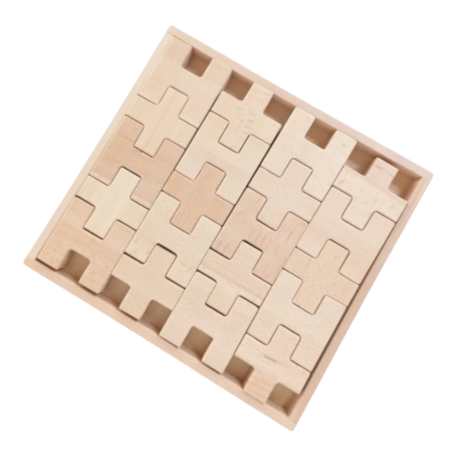 20-Piece Wooden “H” and “+” Shape Block Set with Storage Tray