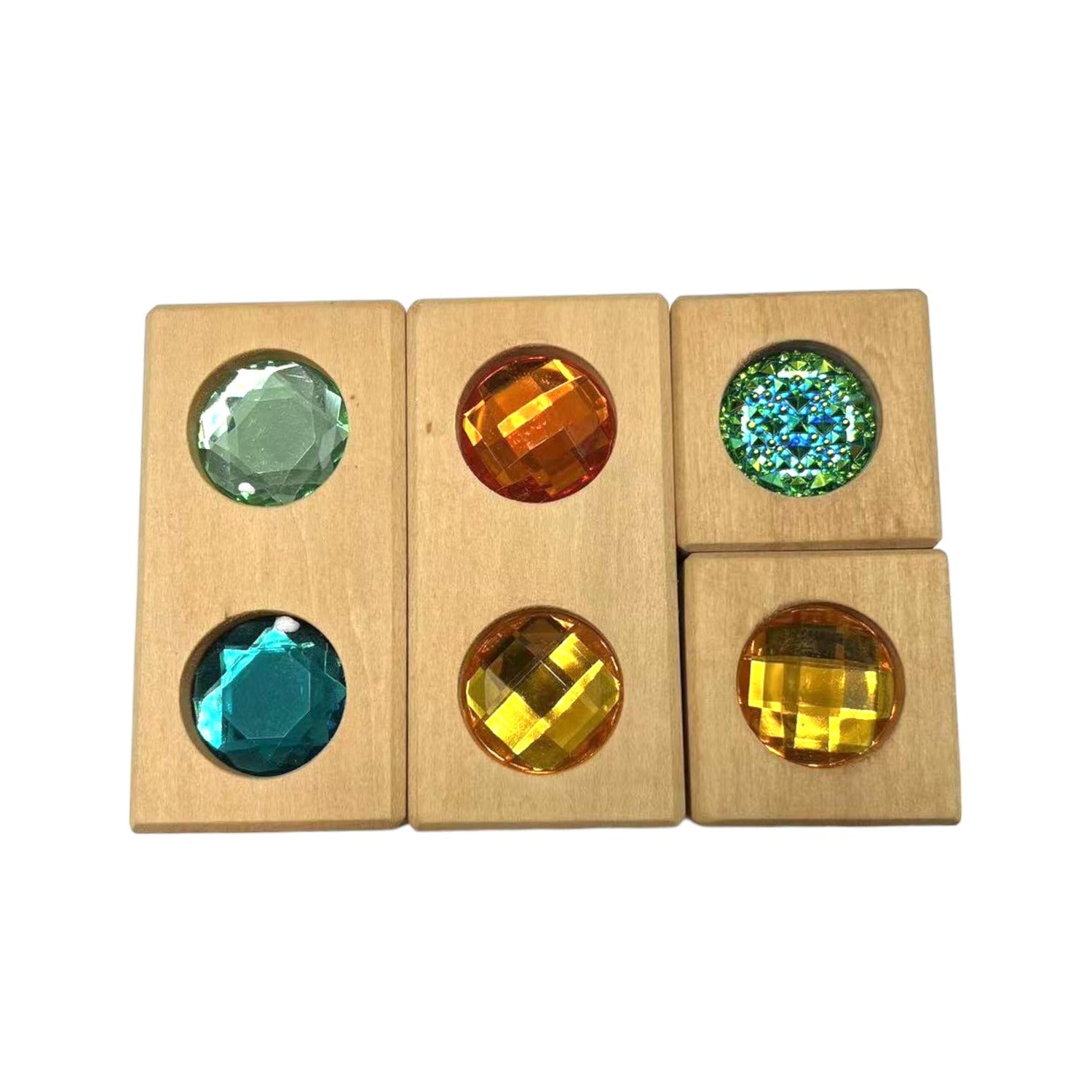 4 Pcs Cube and Cuboid Gemmed Stacking Blocks Set
