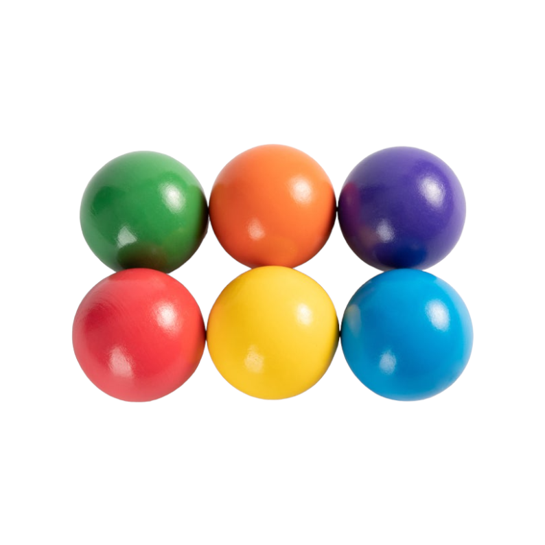 6-Piece Rainbow Wooden Balls – 1.8