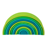 12-Piece Stained Large Basswood Rainbow Stacking Blocks – Meadow Green