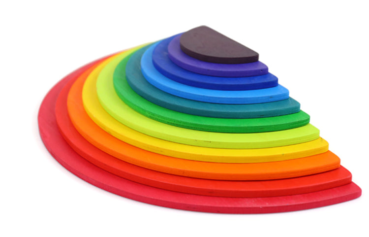 11 Pcs Large Wooden Rainbow Stacking Semi-Circles – Primary Colors