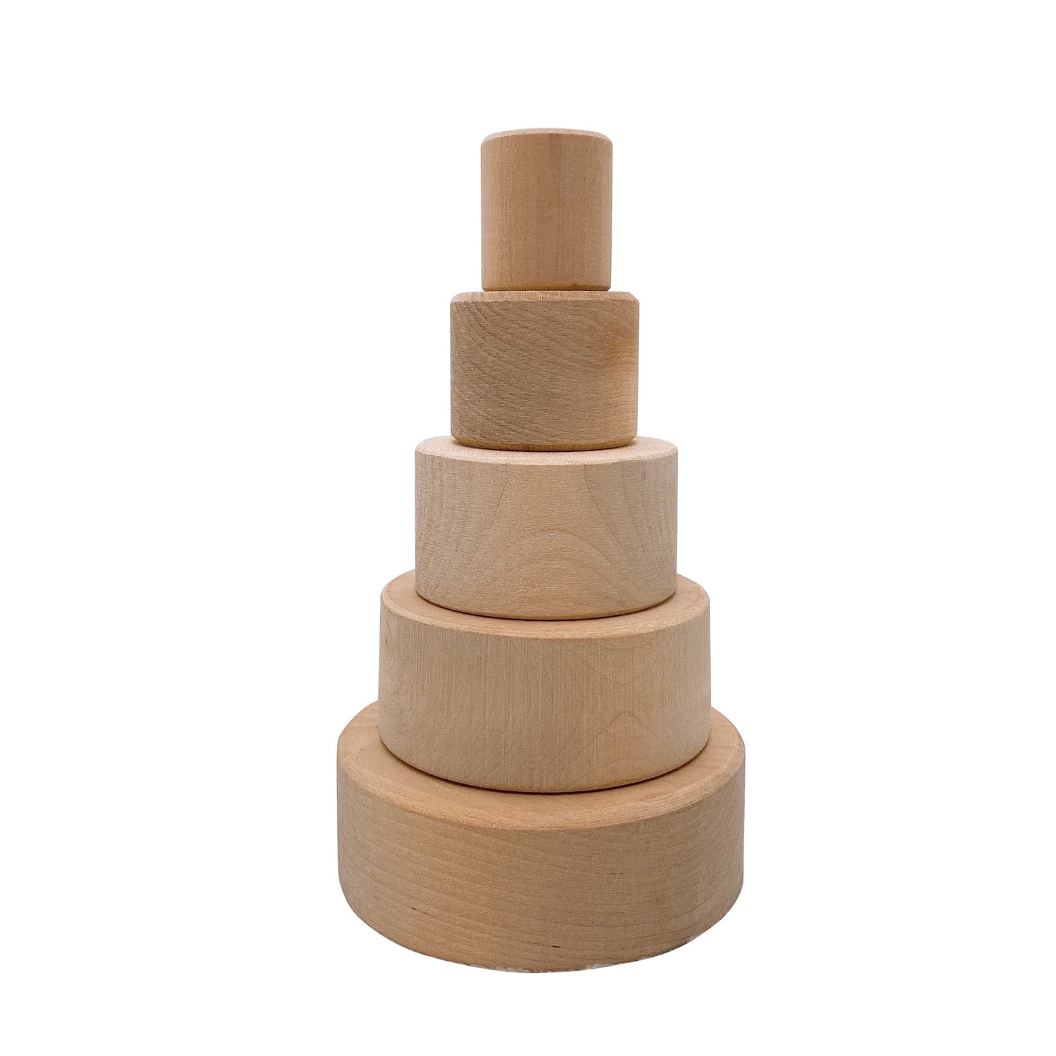 5 Pcs Natural Wooden Stacking & Nesting Cup Bowl Set