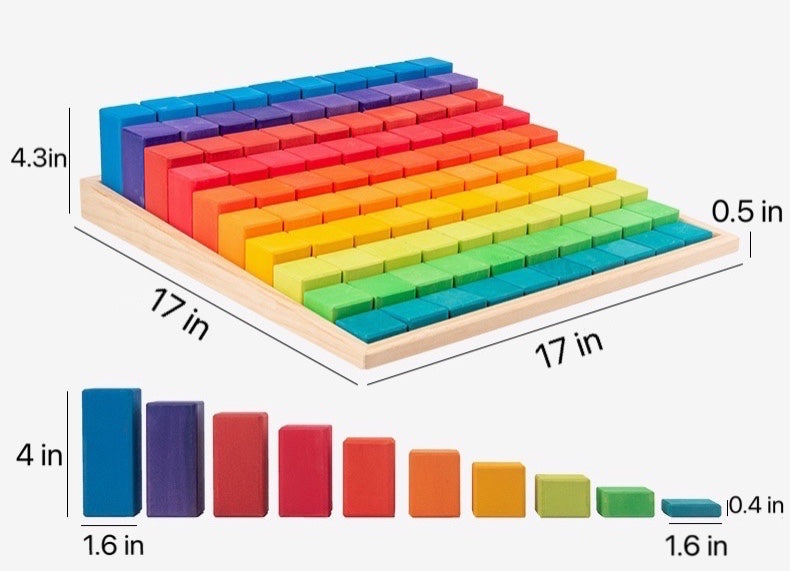 100 Pcs STAINED Large Stepped Counting Wooden Stacking Blocks