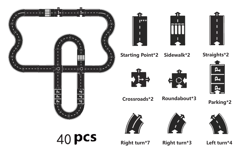 Flexible Rubber Roads Play Set – Open-Ended City & Car Track Play