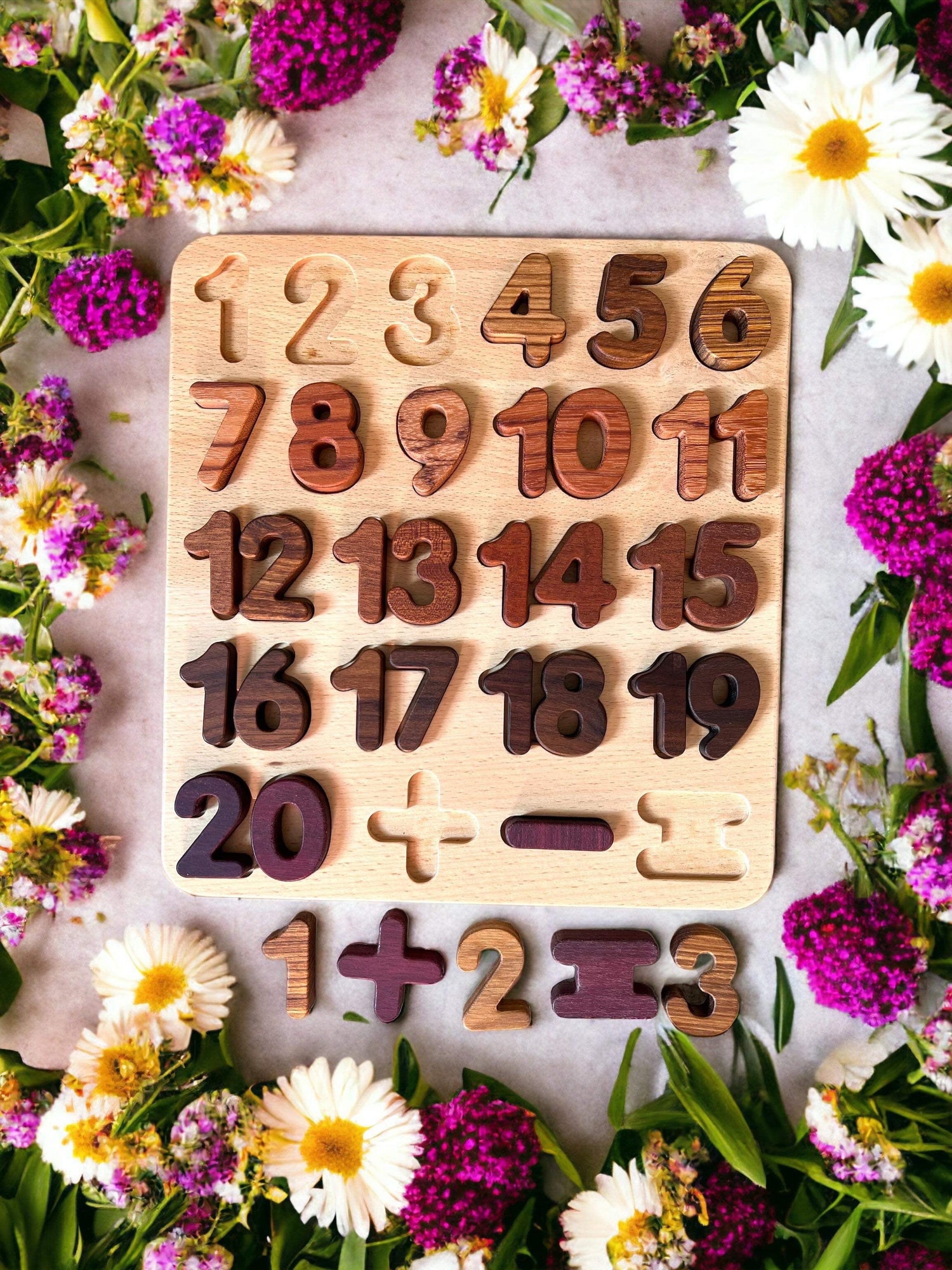Natural Wooden Alphabet & Numbers Puzzle – Uppercase, Lowercase & Math Options