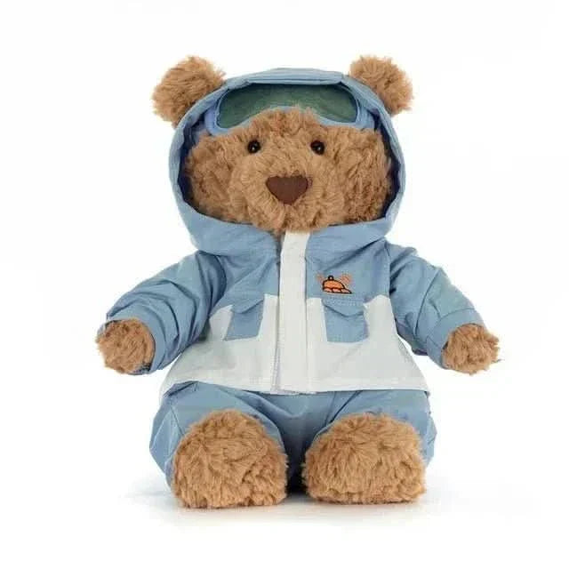 Plush Bear with Blue Snowsuit – Soft Cuddly Toy, 10 in - Waydiy