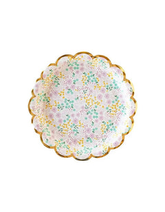 Ditsy Floral Round Scallop Plates – 7" Paper Party Set of 8 - Waydiy