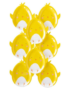 Easter Chick Shaped Plates – 9" x 10" Paper Party Set of 8 - Waydiy