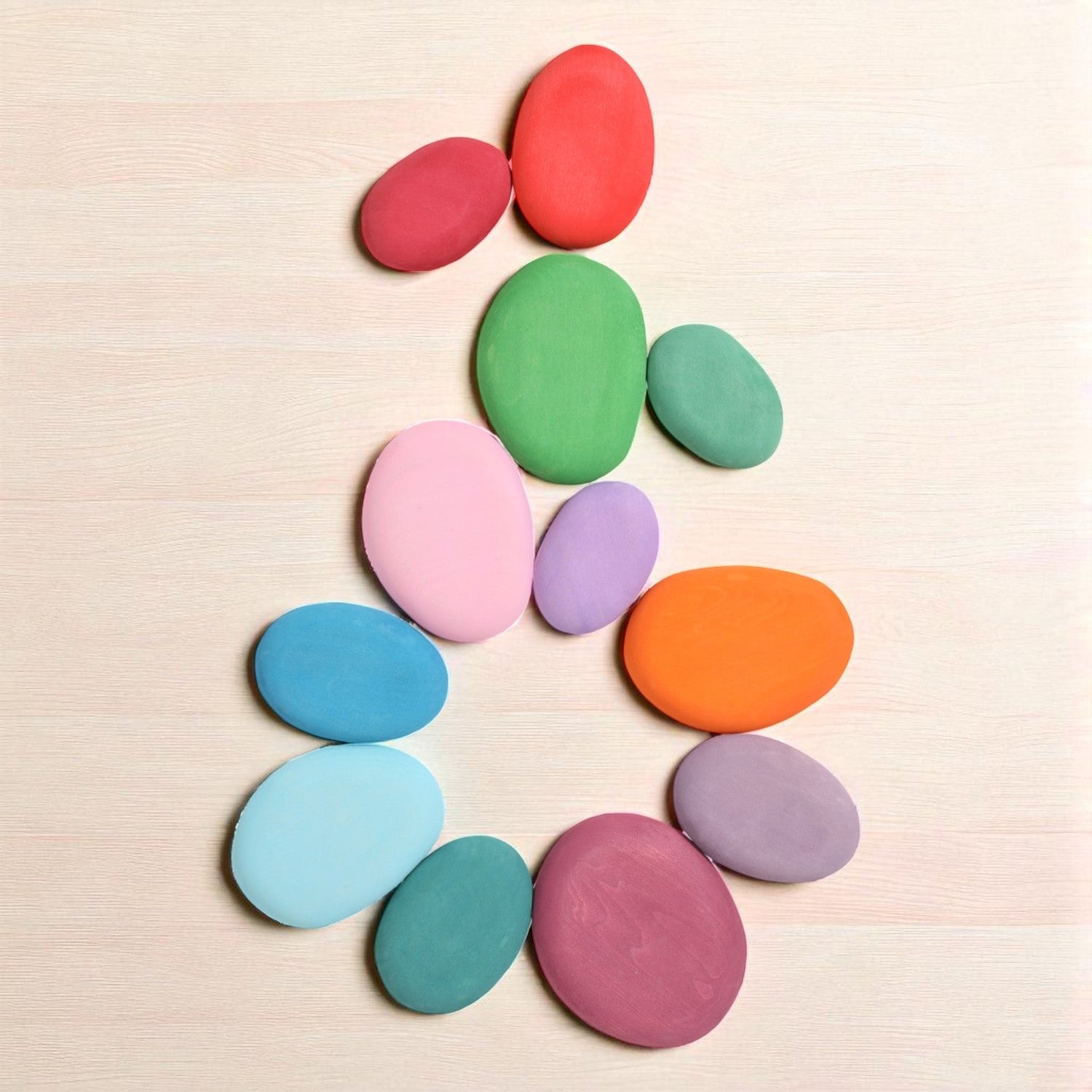 20-Piece Stained Wooden Stacking Pebbles Set