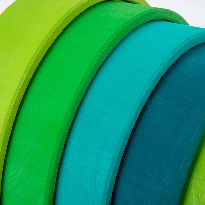 12-Piece Stained Large Basswood Rainbow Stacking Blocks – Meadow Green