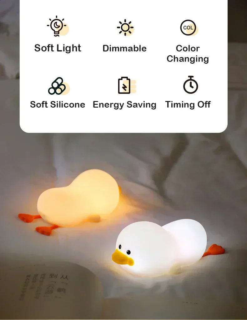 Duck LED USB Rechargeable Silicone Night Lights