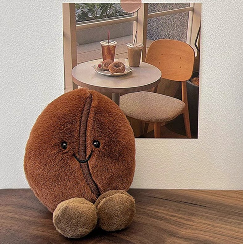 Fun Coffee Bean Plush Toy Pendant Food Plush Doll