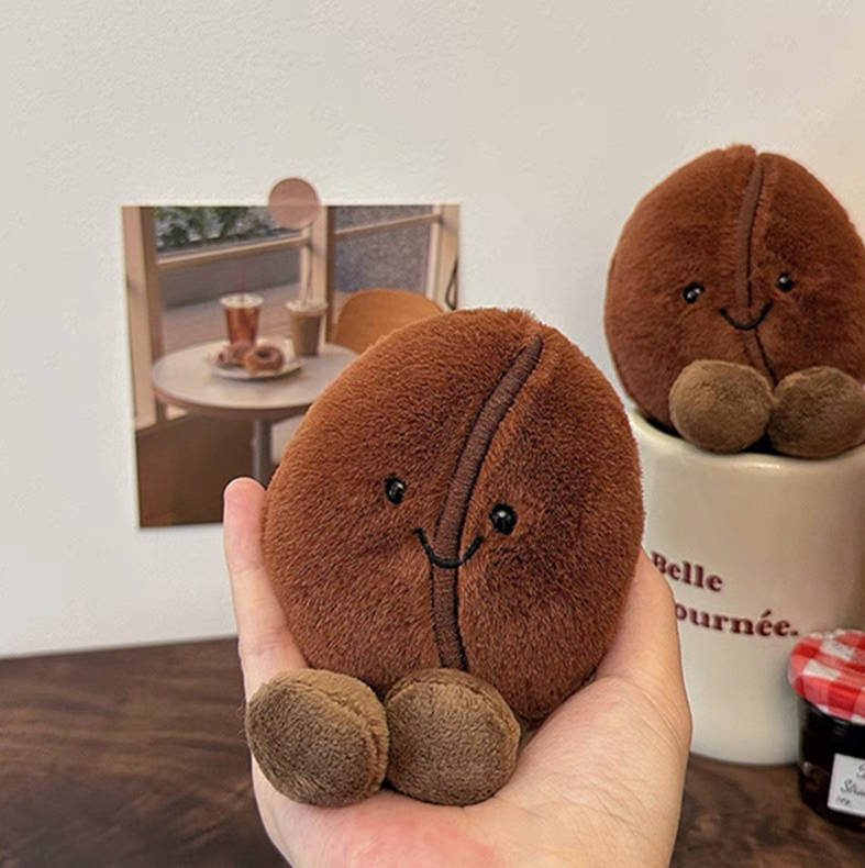 Fun Coffee Bean Plush Toy Pendant Food Plush Doll