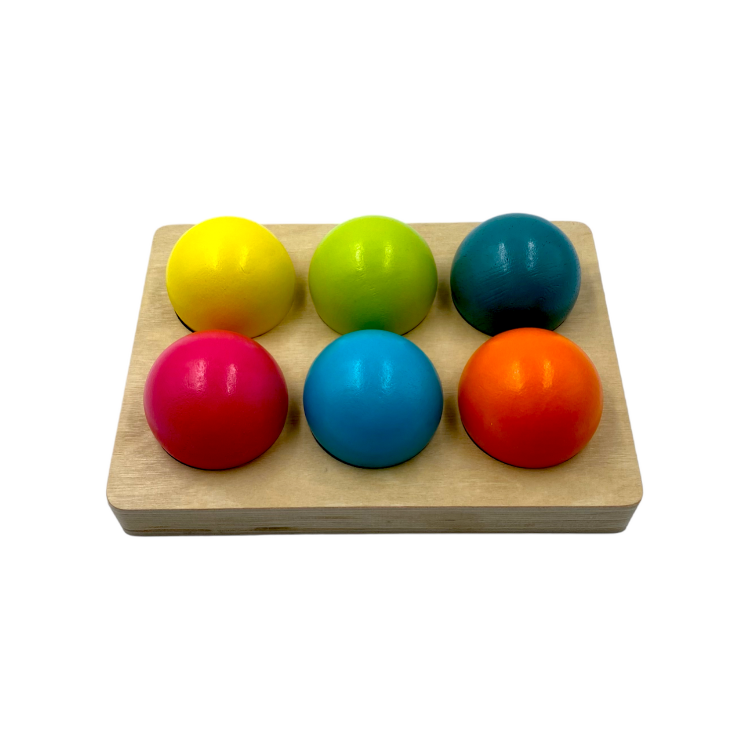 6-Piece Pastel Wooden Balls with Sorting Tray – 1.8
