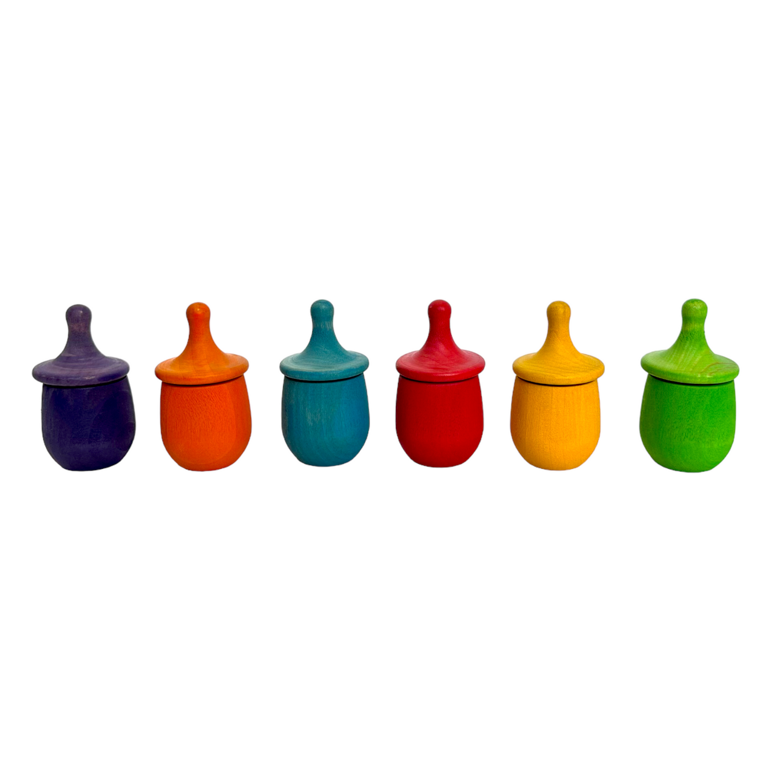 Set of 6 Stained Little Things Wooden Treasure Boxes – Primary Rainbow Colors