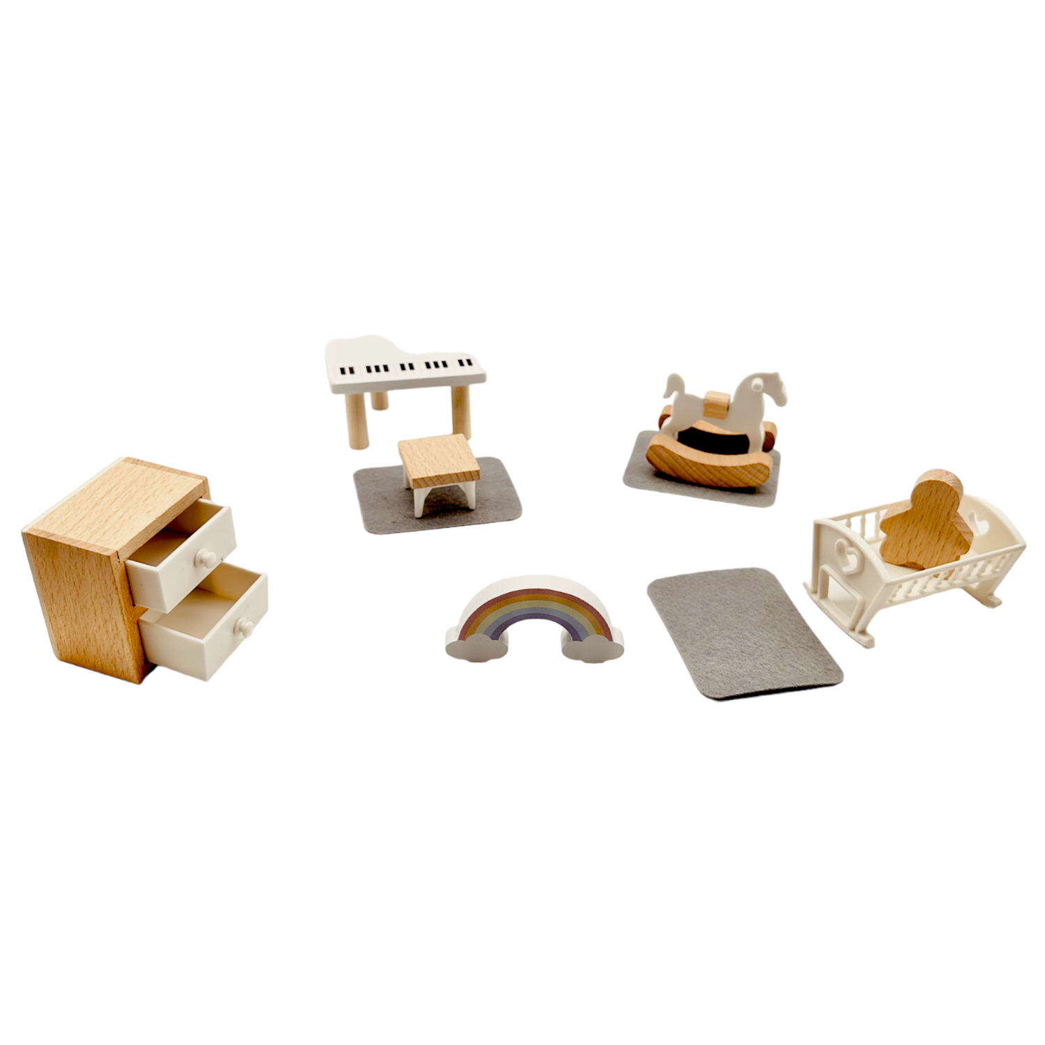 Wooden Dollhouse Furniture Toy Pretend Play Set
