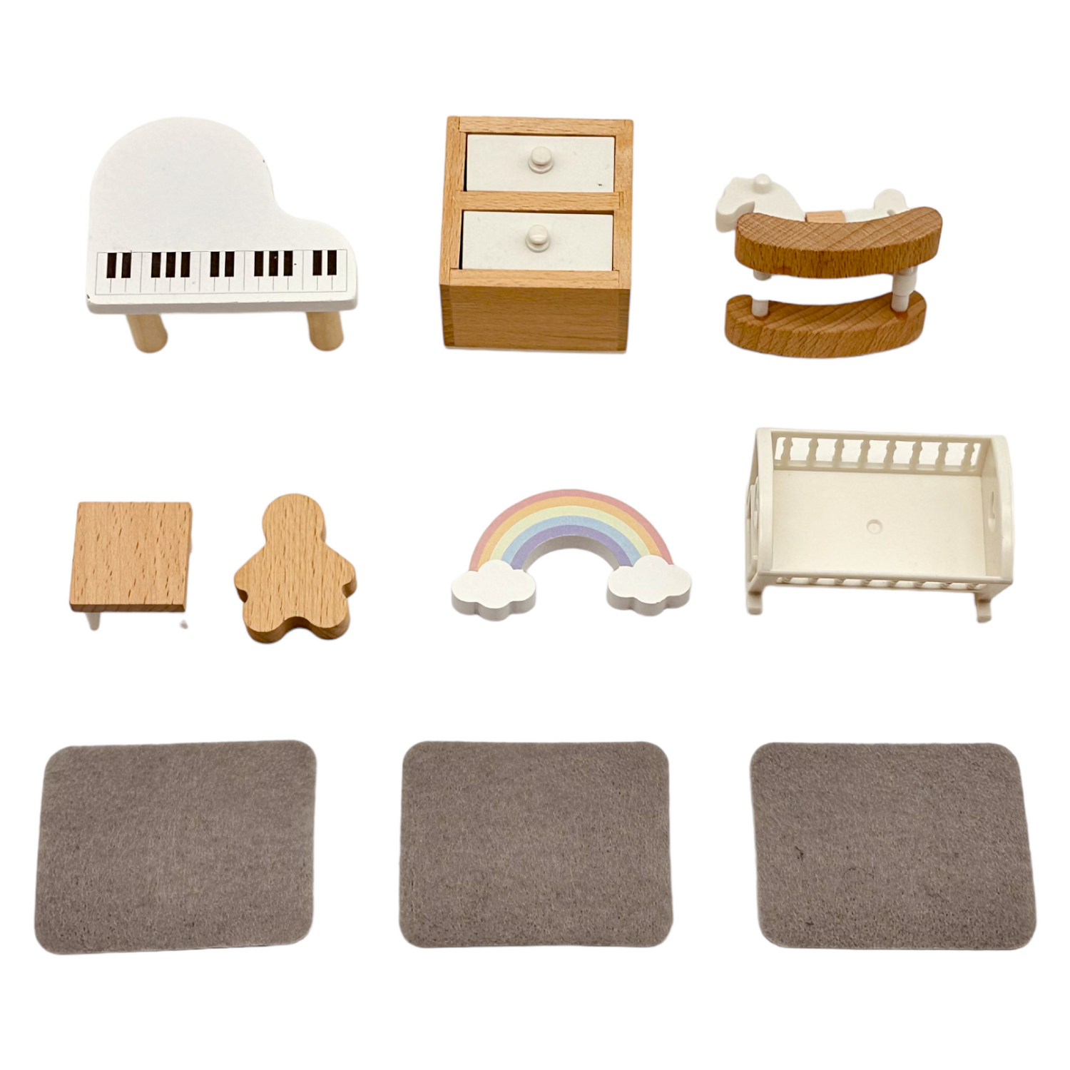Wooden Dollhouse Furniture Toy Pretend Play Set