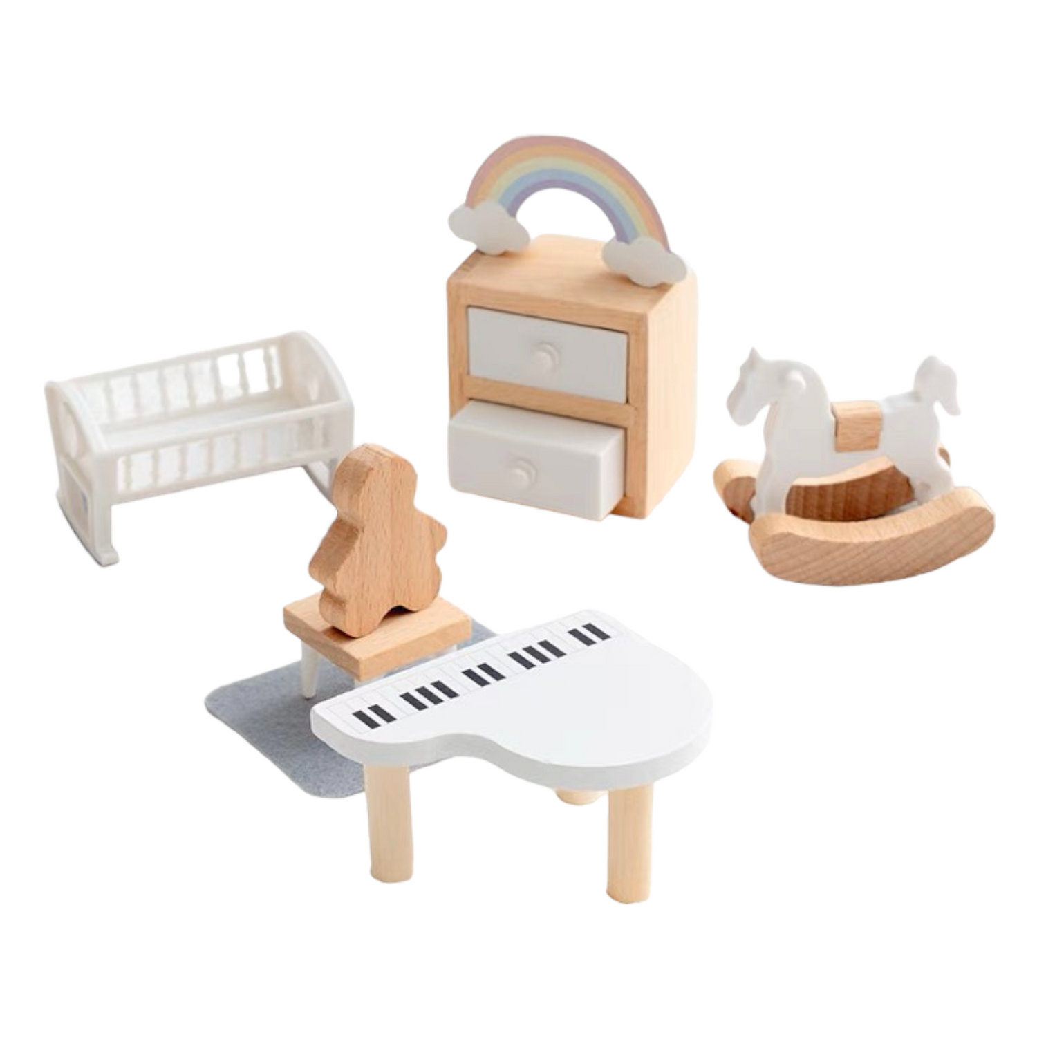 Wooden Dollhouse Furniture Toy Pretend Play Set