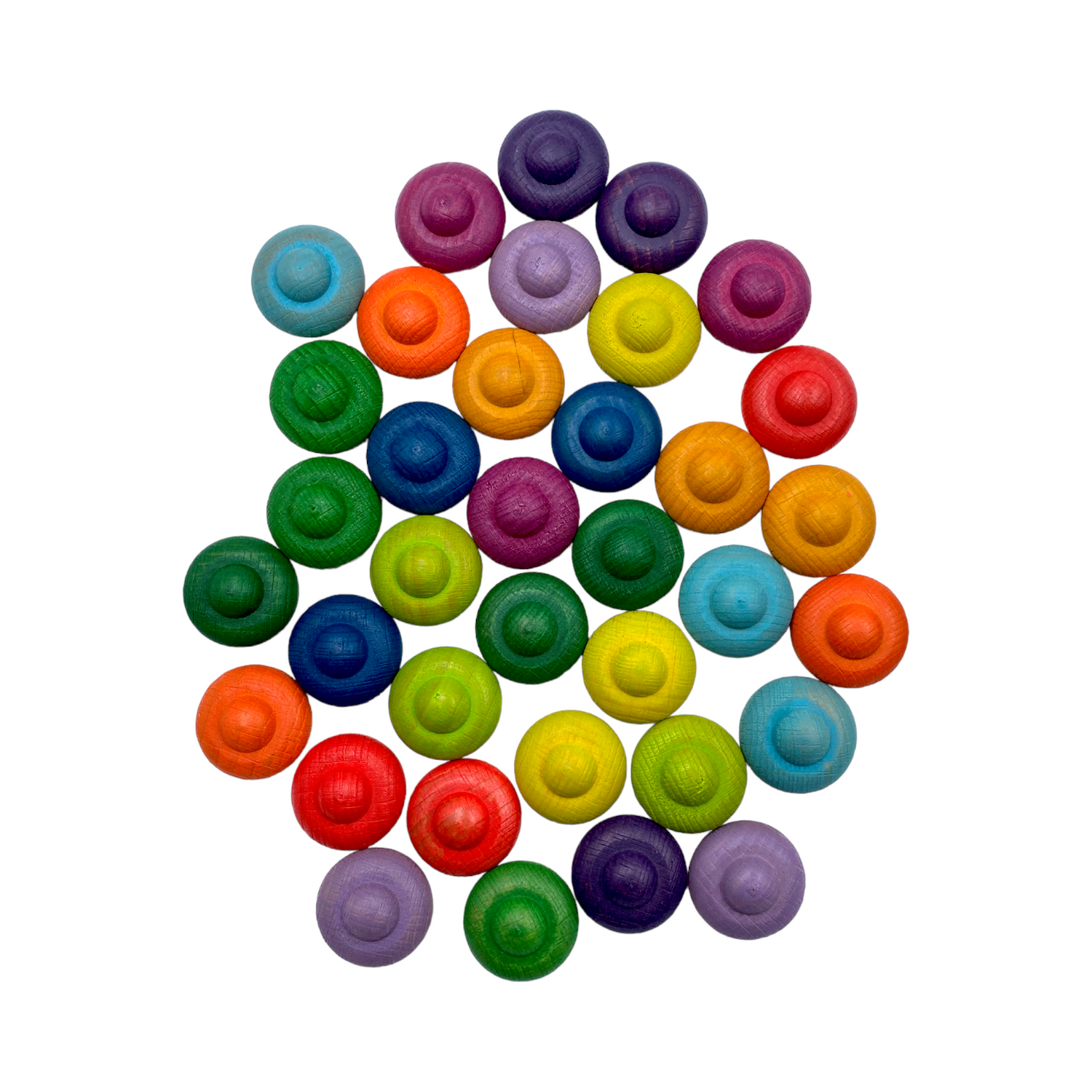 36 Pieces Colored Wooden Mandala Rainbow Loose Parts