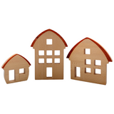 3-Piece Wooden Window Houses with Darker Roofs