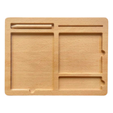 Wooden 3-Part Educational Activity & Sand Tray with Card Slot and Wooden Pe