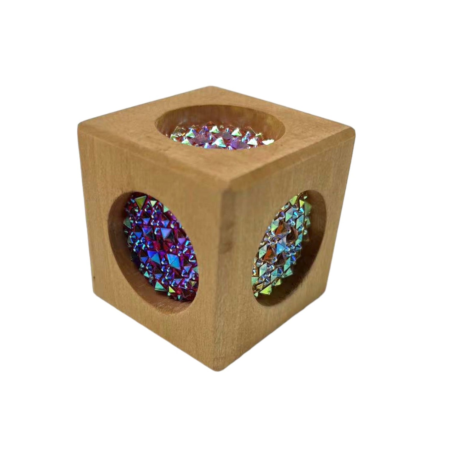 4 Pcs Cube and Cuboid Gemmed Stacking Blocks Set