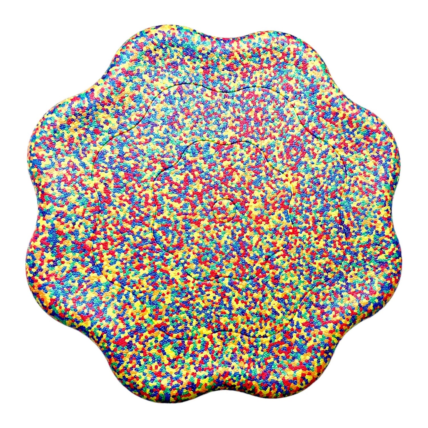 Flower-shaped Balance Board for Stepping Stones in Rainbow Confetti