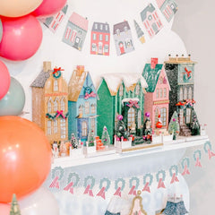 Holiday Village House , Vintage Santa Townhouse Christmas Decoration, 12.5 in - Waydiy