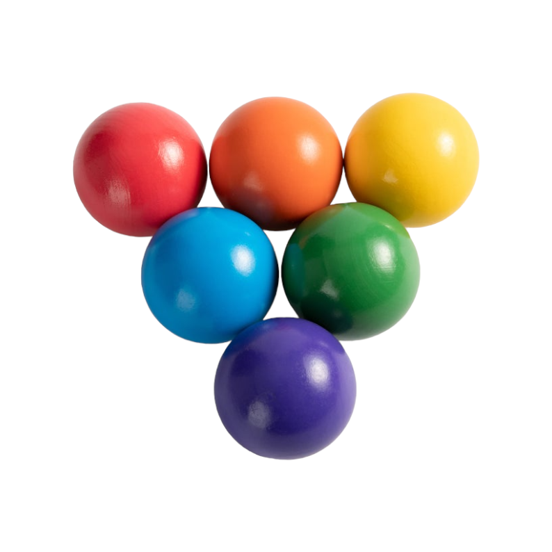 6-Piece Rainbow Wooden Balls – 1.8