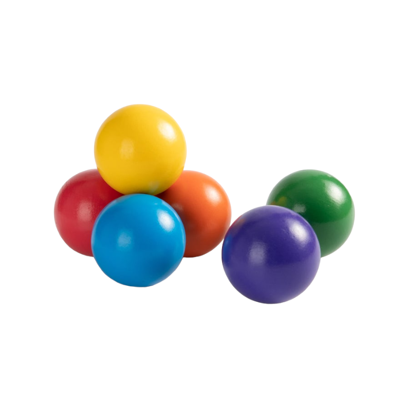 6-Piece Rainbow Wooden Balls – 1.8