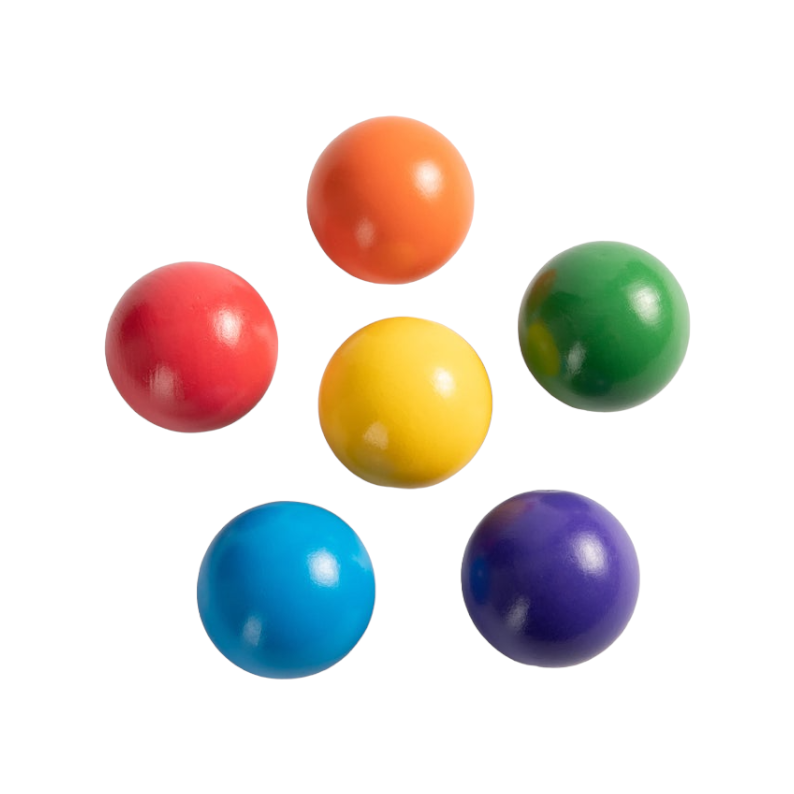 6-Piece Rainbow Wooden Balls – 1.8