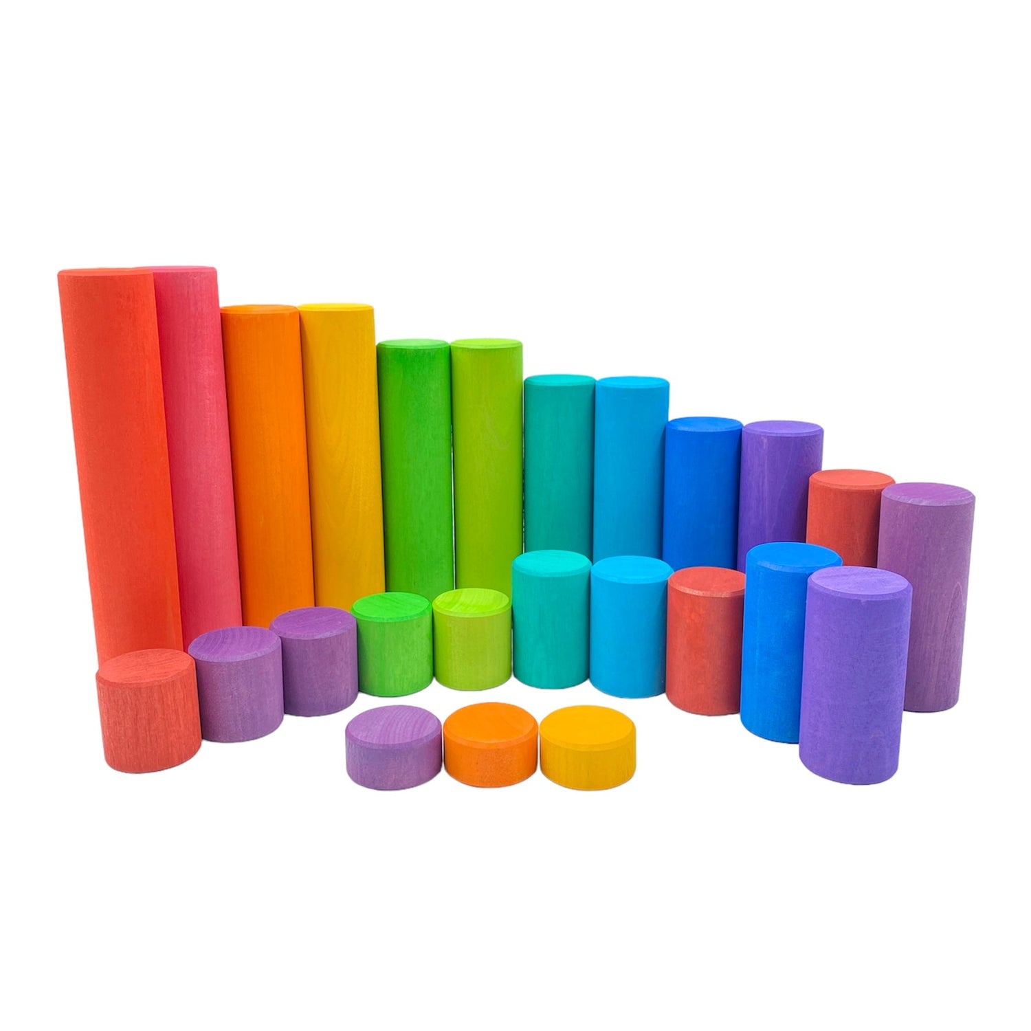 25 Pcs STAINED Large Building Rollers Rainbow with Storage Tray