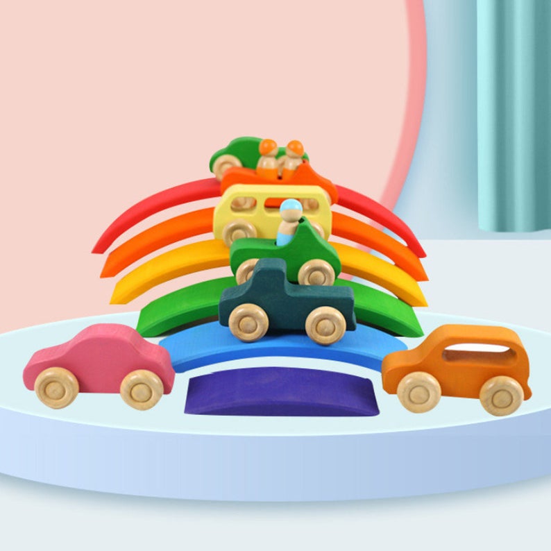 6 Pcs Wooden Rainbow Bridge Stacking Building Blocks