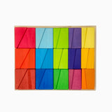 30 Pcs Stained Wooden Sloping Blocks – Primary Rainbow Colors with Storage Tray